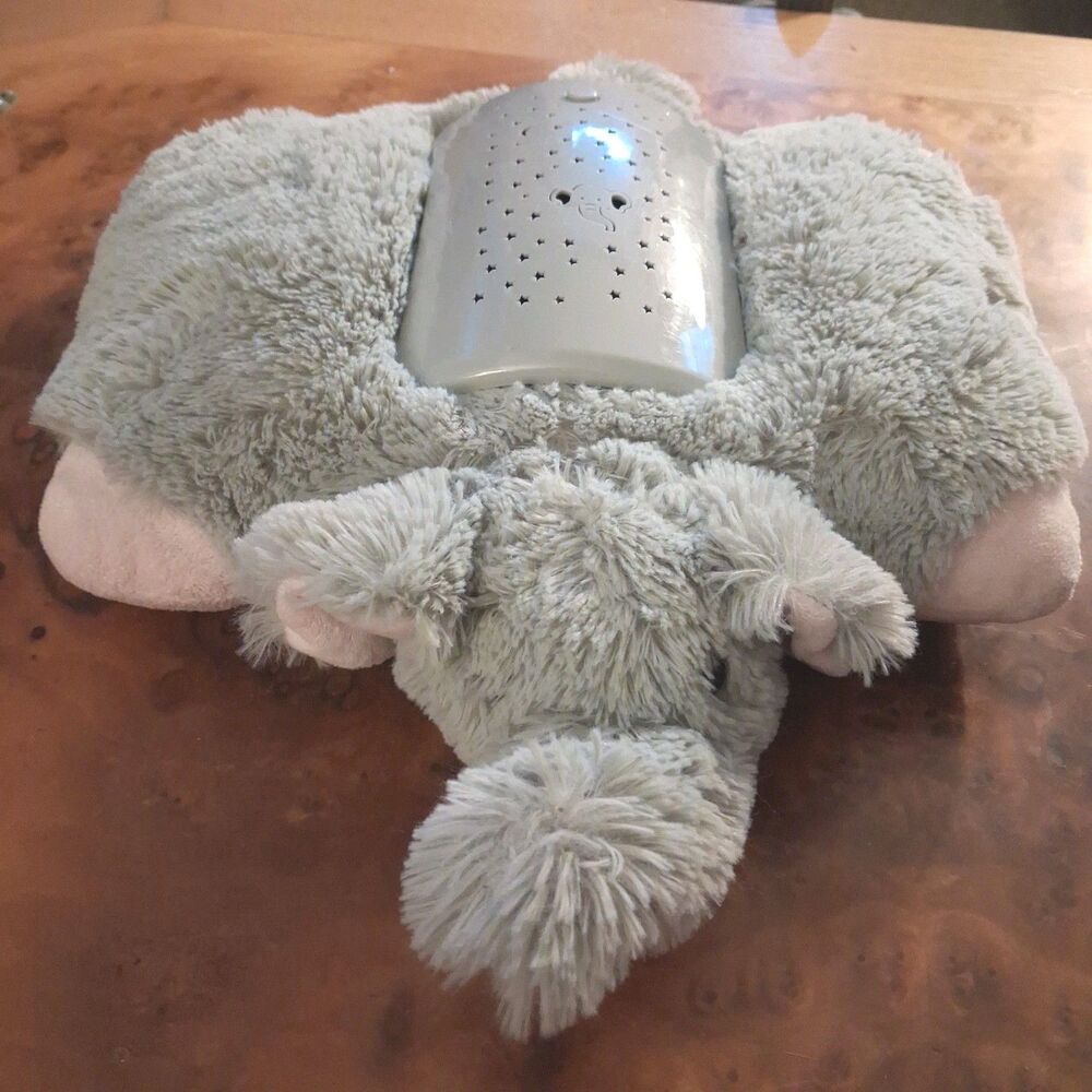 pillow pets dream lites gray elephant plush star night light projector 11 inch